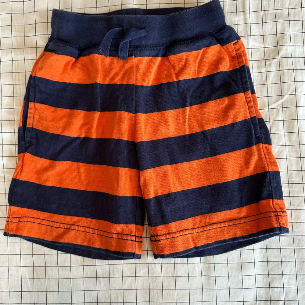 100 / 4 Hanna Andersson Kids Striped Shorts - Orange and Navy